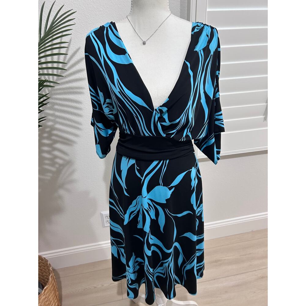 Roulette Blue and Black Kimono style dress size L